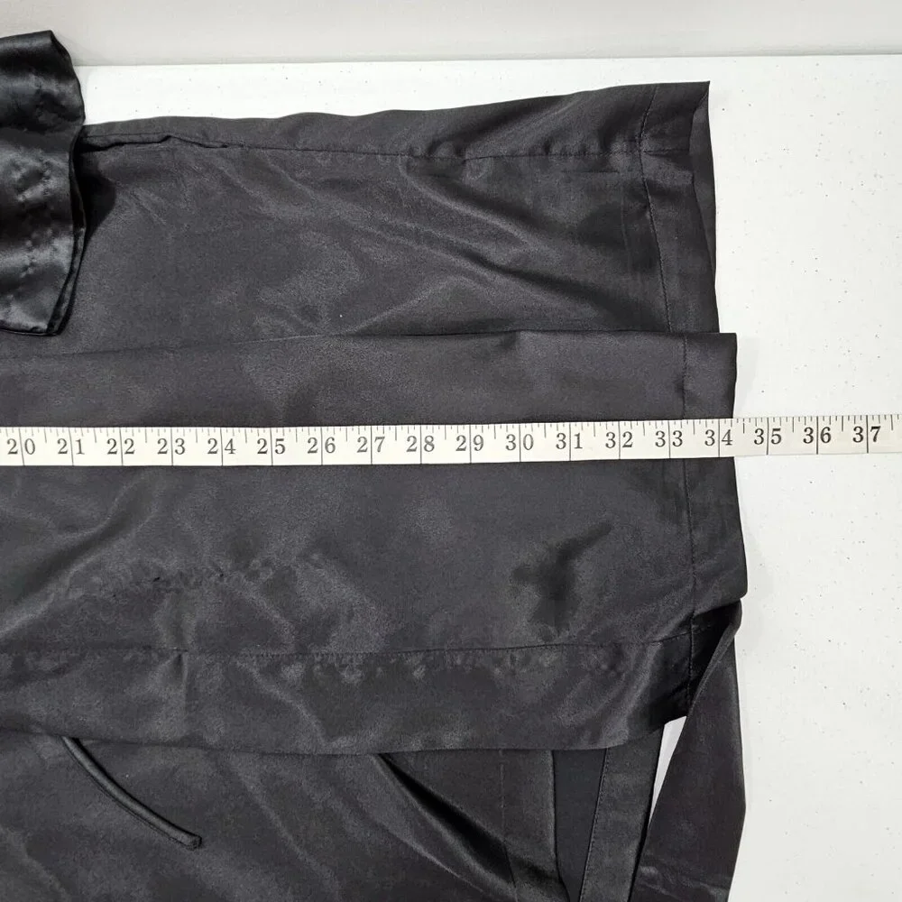 Vintage Y2K Victorias Secret Black Satin Robe One Size Short Dainty Romantic